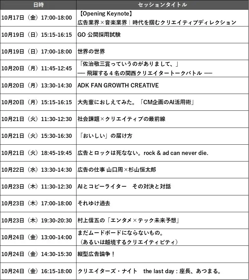 全セッションラインナップ公開！SUPER EIGHT 村上信五、STUTSの登壇、「坂本龍一と広告」セッションなど追加発表！一部セッションのオンライン配信も決定 画像 13