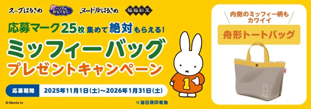 11月1日開始｜応募でミッフィー舟形トートがもらえる方法と対象商品