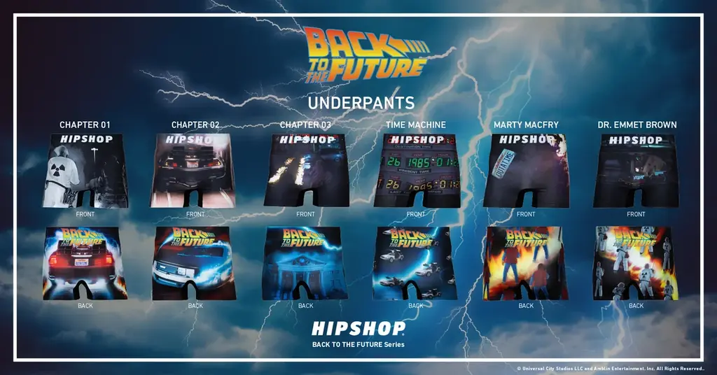 映画『バック・トゥー・ザ・フューチャー』とアンダーウェアブランド【HIPSHOP(ヒップショップ)】が初コラボレーション！2025年10月17日(金)時空を超えるワードローブが発売！ 画像 2
