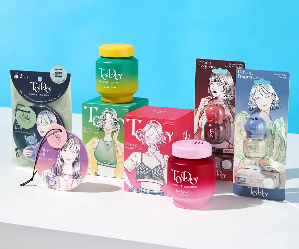 【ドン・キホーテ限定】香油香寮×イラストレーター ニシイズミユカ 個性プロデュース型ドライビングフレグランス「TODO」10/19発売 画像 1