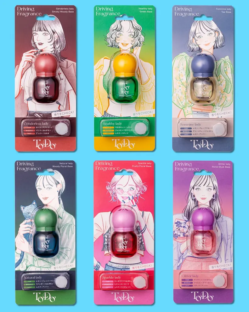 【ドン・キホーテ限定】香油香寮×イラストレーター ニシイズミユカ 個性プロデュース型ドライビングフレグランス「TODO」10/19発売 画像 2