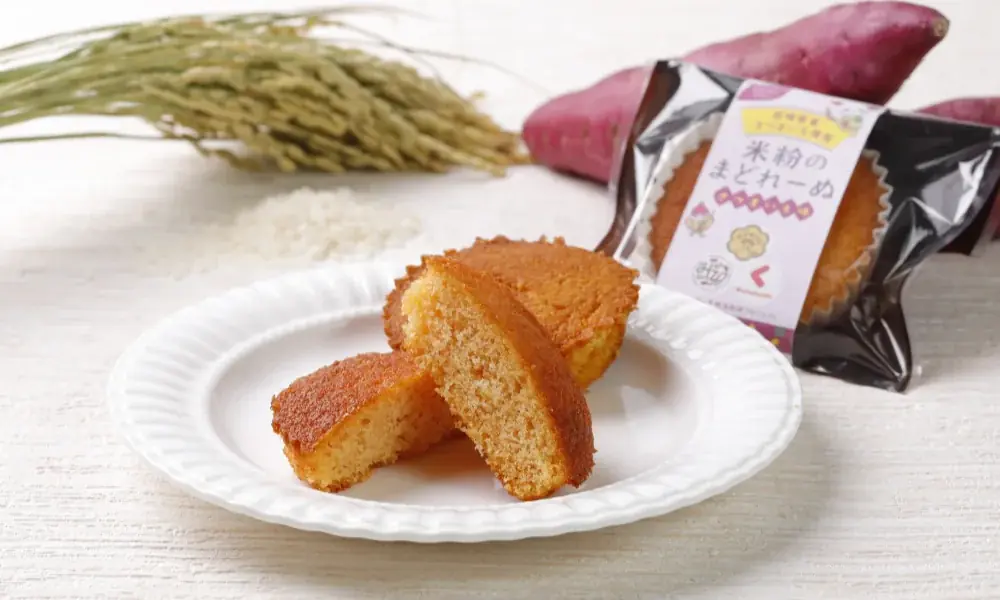 クラダシ、茨城大学とHYKと産学連携し「干し芋の残渣（ざんさ）」を活用した「米粉のまどれーぬ」を共同開発　10月20日よりKuradashiで販売開始 画像 1