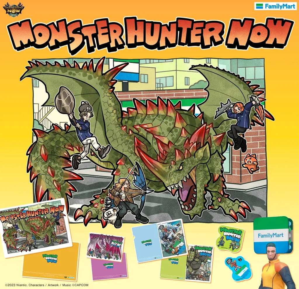 ゼリー飲料を買って、狩猟準備！ファミリーマートで『モンスターハンターNow』限定クエストに挑め！人気イラストレーター・タケウチリョースケさん描きおろし、ファン必見のコラボグッズがファミマ限定で登場！ 画像 1