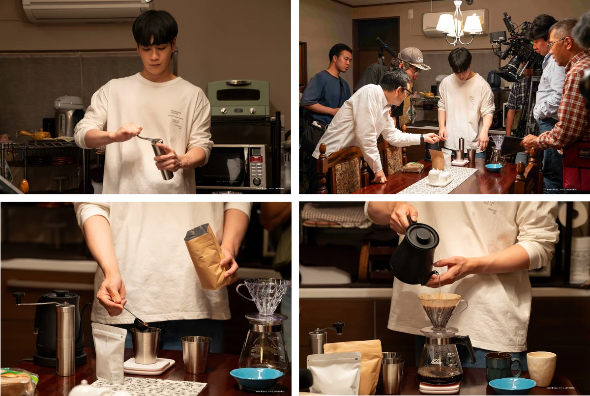 UCCグループの上島珈琲店虎ノ門店が映画のロケ地に。主演豆原一成さん（JO1）にUCCコーヒーアカデミー専任講師が現場でコーヒー技術指導も！映画『富士山と、コーヒーと、しあわせの数式』10月24日公開 画像 2