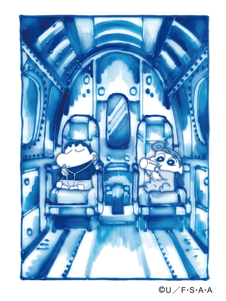 ヨーロッパ風タイル✖️宝石箱『クレヨンしんちゃん飛行機缶』が新登場！ふわふわ質感のシロのフロッキーフィギュアとステッカー付き。 画像 6