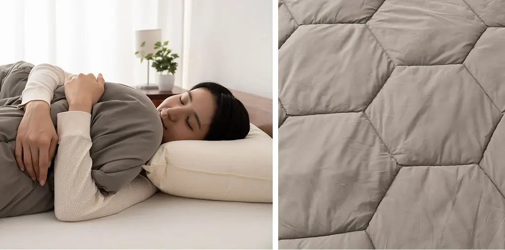 布団に入った瞬間からスピード発熱。熱伝導率の高い炭素繊維「グラフェン」を配合した高機能掛け布団が新発売！寒い季節にぴったりの次世代の掛け布団です。 画像 7