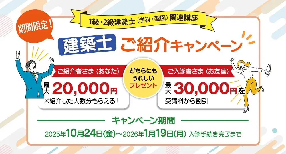 日建学院の建築士紹介キャンペーン、特典と申込方法