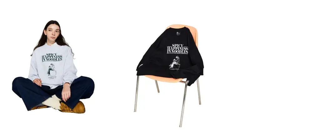昨年大好評だったアパレルブランド「RAGEBLUE」とのコラボアイテム！第2弾の今年は、遂に「辛ラーメン」が登場！！10月31日（金）からニットやスウェットなど、秋冬アイテムを発売。 画像 5