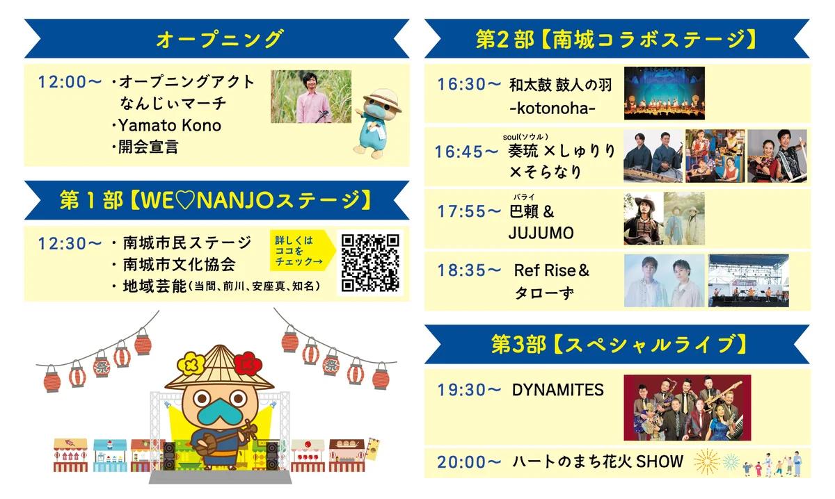 これまで4年に1度の開催だった「南城市まつり」が、毎年開催されることに決定！ 前回に引き続き「WE ♥ NANJO」がテーマ。南城市愛という名のもとに、今年もみんな集まれ〜！ 画像 4