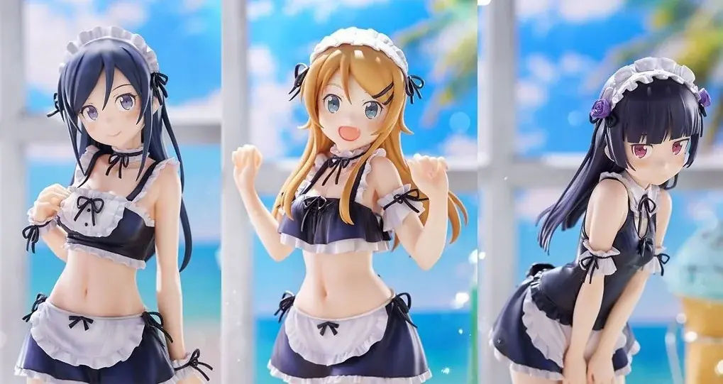 TVアニメ『俺の妹がこんなに可愛いわけがない。』より、「高坂桐乃」「黒猫」「新垣あやせ」が水着メイド姿でフィギュア化。 画像 2