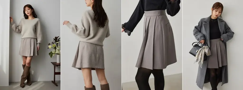 Andemiuとフリーアナウンサーの沖田 愛加さんがコラボ冬の主役アイテム、ベロアロングワンピースとデザインミニスカートが登場！ 画像 3