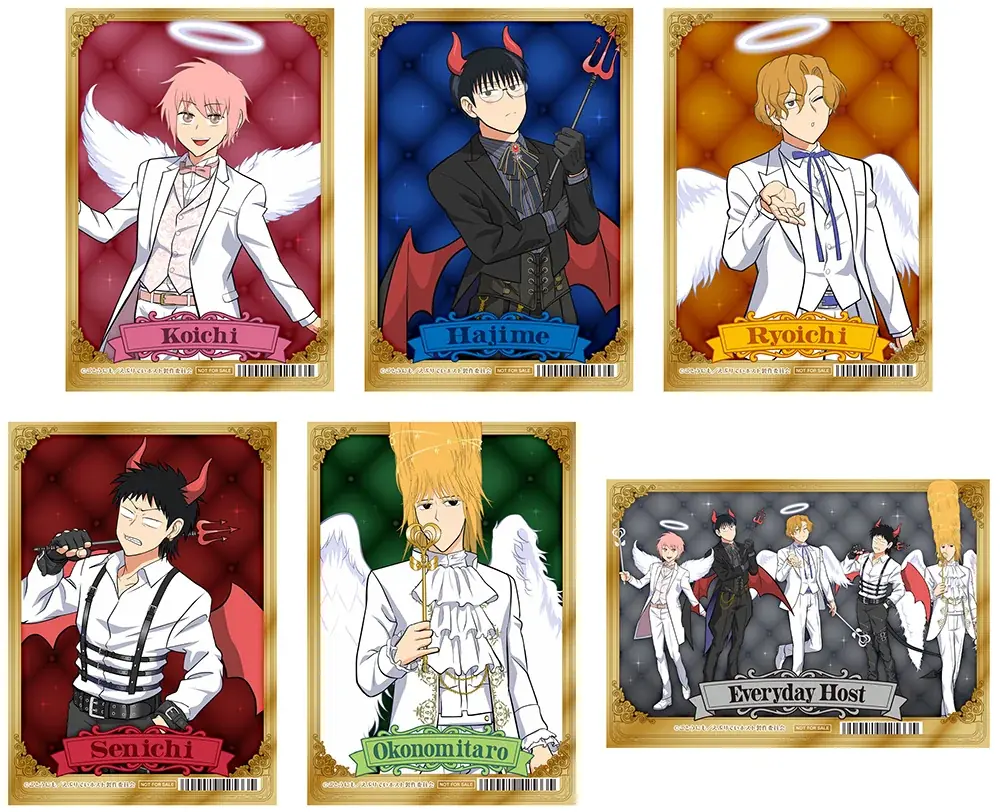 アニメ放送で話題沸騰中の『えぶりでいホスト』のオンリーショップが、アニメイト新宿で2026年1月17日から開催！　天使や悪魔風の衣装を身につけた、コーイチやハジメたちの新商品を販売!! 画像 2