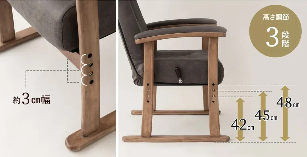 一日中座る人のための”エムール高座椅子”シリーズから、首までしっかり支えるゆったり設計の高座椅子『れおん プレミアムタイプ』が新登場！人間工学とショールーム来場者の声が融合して生まれた座り心地です。 画像 8