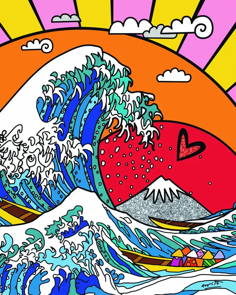 葛飾北斎の「富嶽三十六景 神奈川沖浪裏」からインスパイア。世界的ポップアーティスト ロメロ・ブリット氏とSAKE HUNDREDがコラボレーションし、全世界100本限定で発売 画像 4