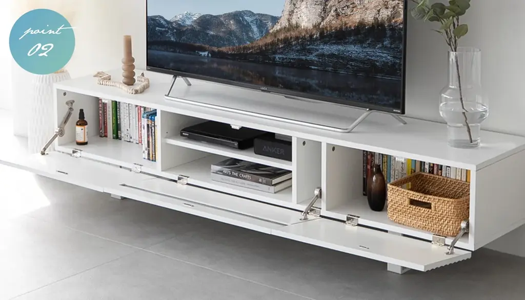 白の波目デザインが洗練された印象のTVボード【stria ストリア】が新登場！取り入れやすいミドルレンジの価格で高級感のある洗練された空間を実現 画像 4