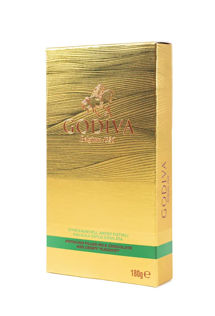 ドバイチョコレートにインスパイアされた、タブレットチョコレート登場！！　ゴディバ「ミルクチョコレートタブレット ピスタチオ＆クリスピーカダイフ」 画像 3