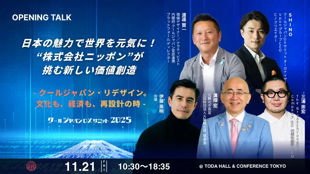 【クールジャパンDXサミット2025】オープニングトーク詳細発表！『日本の魅力で世界を元気に！”株式会社ニッポン”が挑む新しい価値創造』#CJDX2025 画像 1
