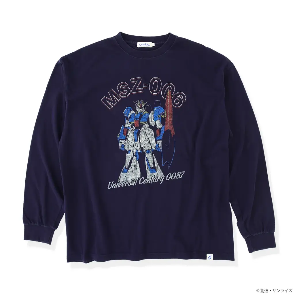 『機動戦士Zガンダム』より、古着的な雰囲気を味わえる、ユーズドスタイルのMS(モビルスーツ)柄ロングスリーブTシャツが登場! 画像 2