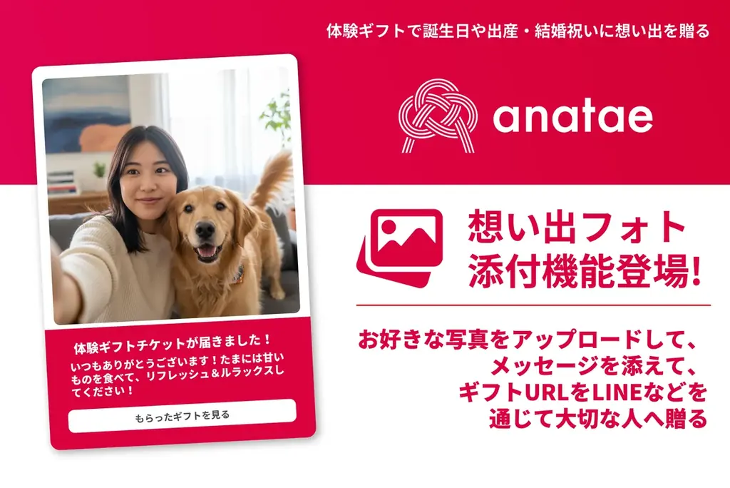 anatae、eギフトに写真添付機能を導入　想い出を贈る新体験