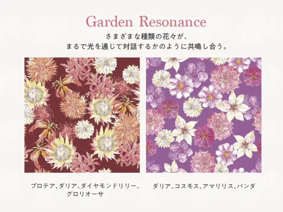 日比谷花壇のフラワーグラフィック『花屋さんのお花柄』が企業向け展示会を初開催！「2026年AW新作花柄」12パターンの解説＆2,000点を超える花柄コラボレーションアイテム実績から厳選展示。 画像 12