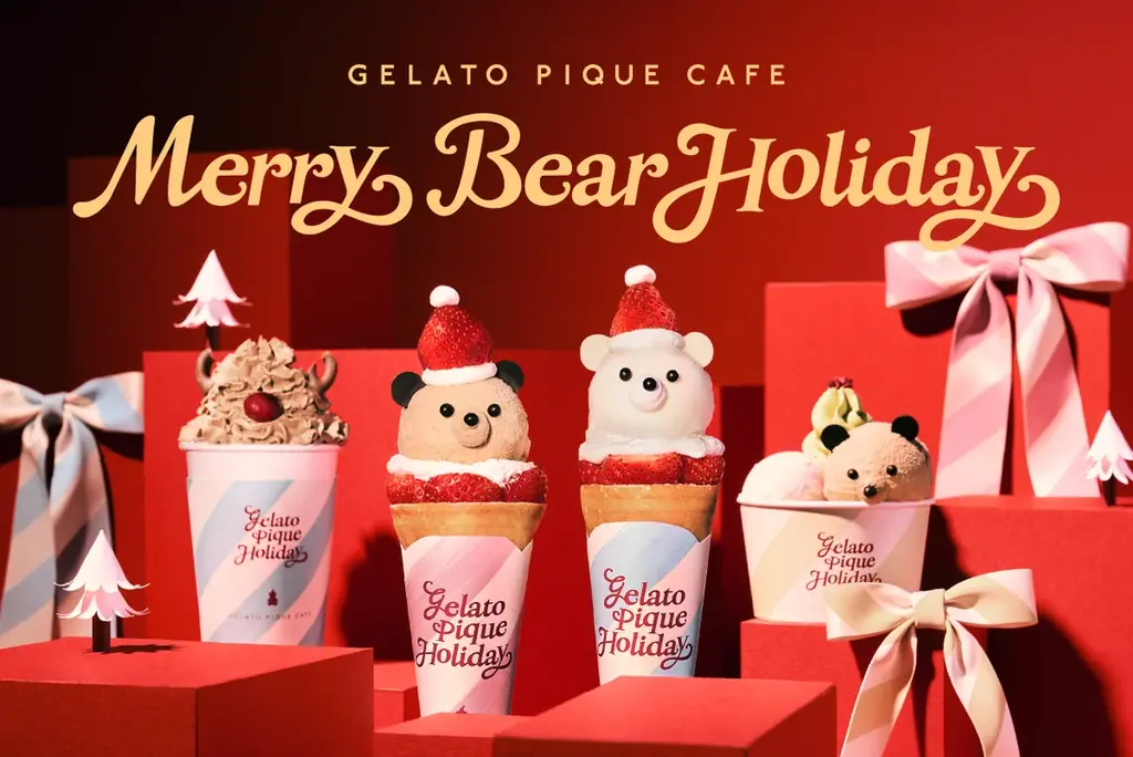 【gelato pique cafe】いちごの帽子をかぶったベアサンタがクレープに！濃厚チーズやオリジナルキャラメルなど冬の味わいを詰め込んだピケカフェホリデー限定メニュー 画像 1