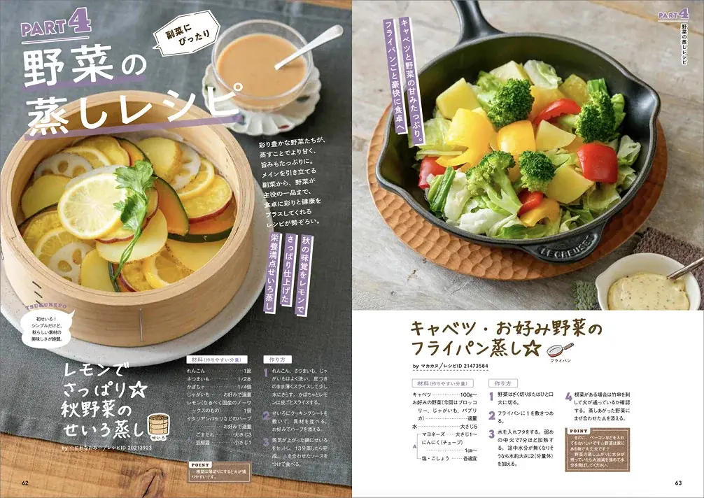 大ブームの「せいろ」&手軽な「フライパン」で蒸し料理を楽しむ！『クックパッドの絶品蒸しレシピ』発売 画像 4