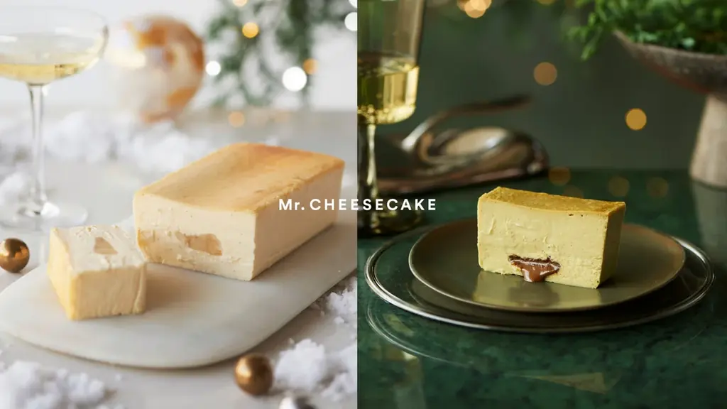 ホリデー限定で洋梨の味わいが広がる「Mr. CHEESECAKE Vanilla Pear」と濃厚なピスタチオにプラリネを忍ばせた「Mr. CHEESECAKE Praline Pistachio」 画像 1