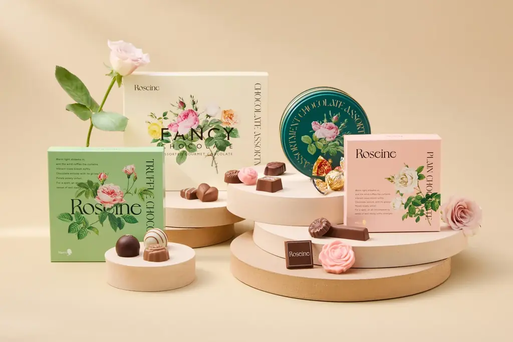 2026年メリーチョコレートバレンタイン　３年目を迎えるバレンタイン限定商品「ロゼーヌ（Roseine）」新デザインを添えて華やかに登場！ 画像 1