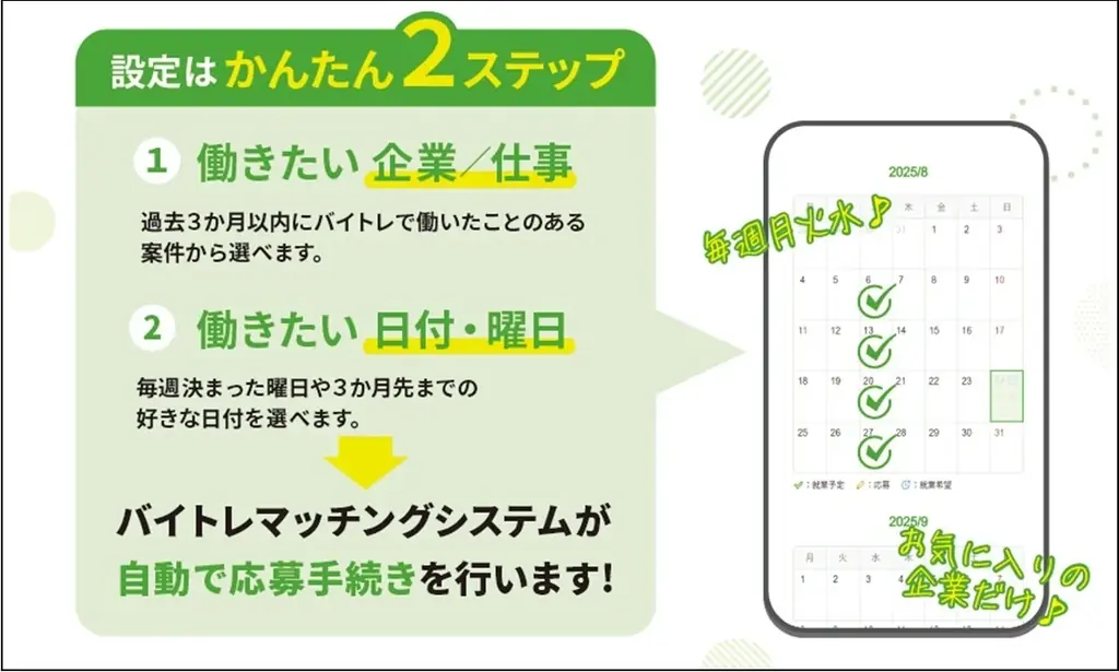 スポット派遣の登録スタッフ向けマイページに新機能。お気に入り企業に自動で応募できる「らくスケ」β版をリリース 画像 2