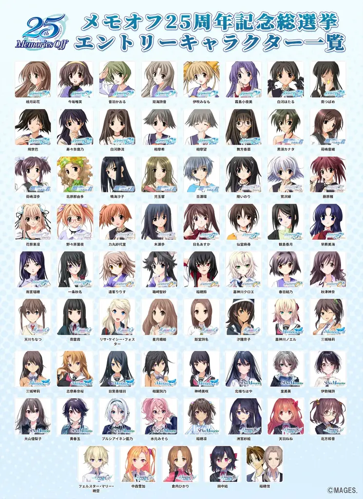 恋愛アドベンチャーゲーム『メモリーズオフ』シリーズ総勢69名参加の総選挙企画開催「メモオフ25周年記念総選挙」投票受付開始のお知らせ 画像 2