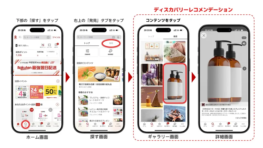 「楽天市場」、AI活用により新たな商品との出会いを創出する新機能「ディスカバリーレコメンデーション」の本格提供を開始 画像 2