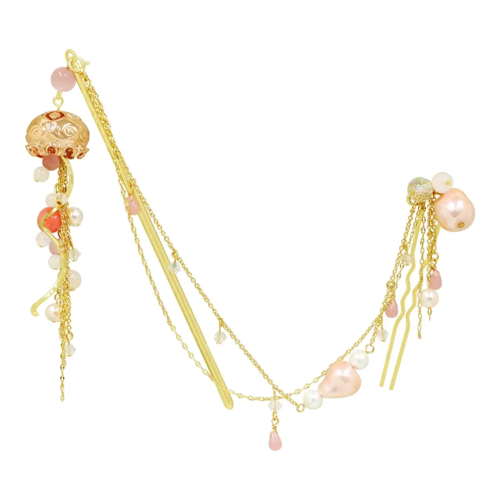 和心の簪ブランド『かんざし屋wargo』から、深海にゆらめく海月の二連簪が登場 画像 2