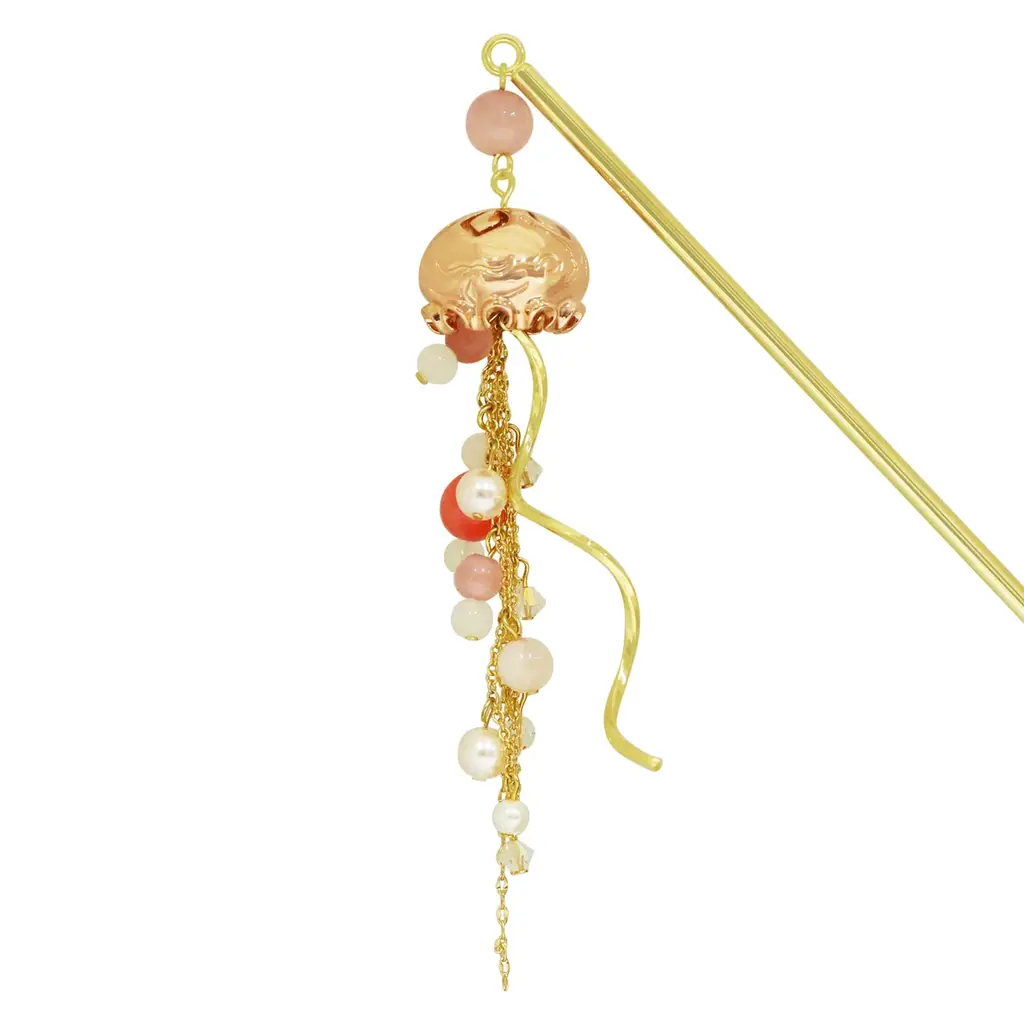 和心の簪ブランド『かんざし屋wargo』から、深海にゆらめく海月の二連簪が登場 画像 3