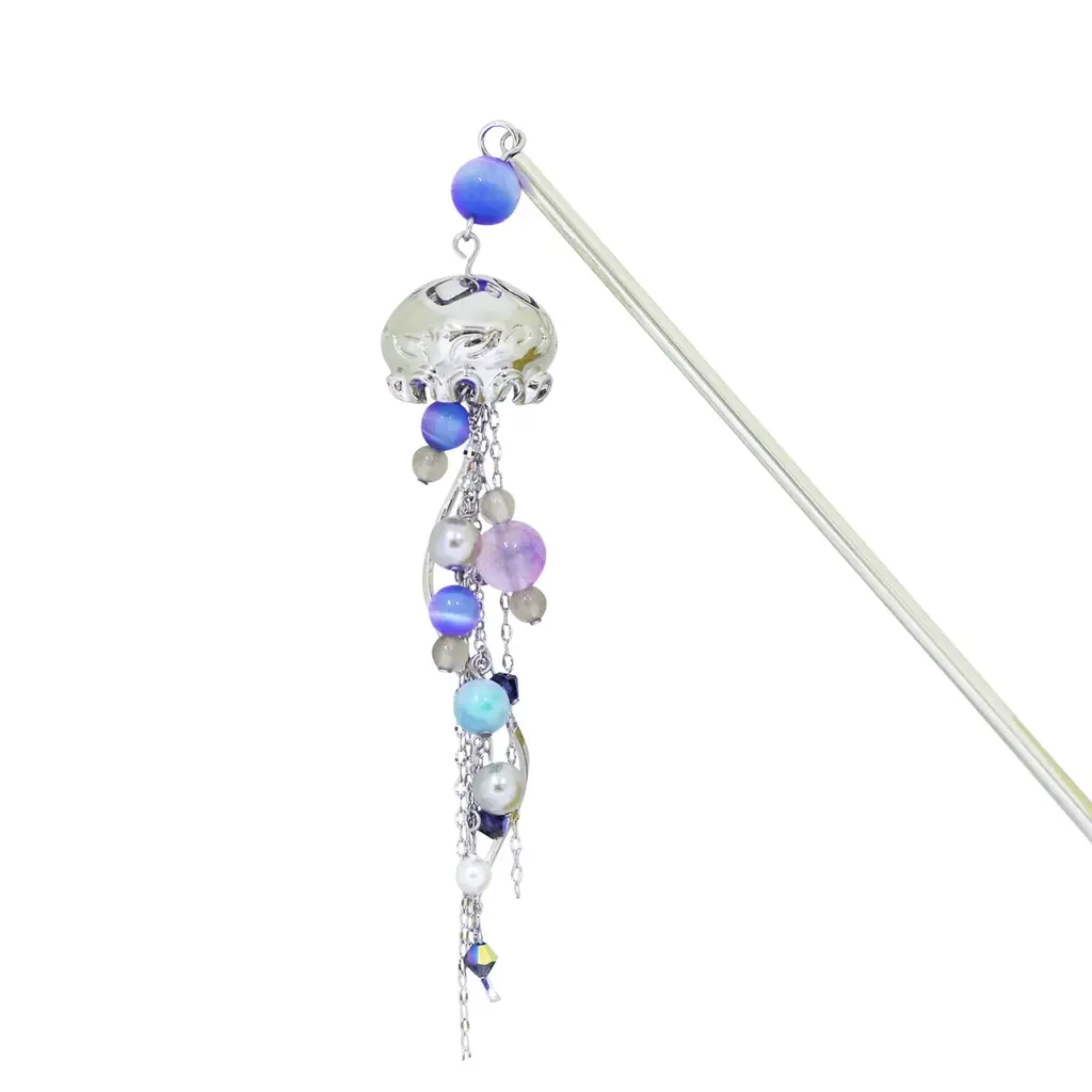 和心の簪ブランド『かんざし屋wargo』から、深海にゆらめく海月の二連簪が登場 画像 7