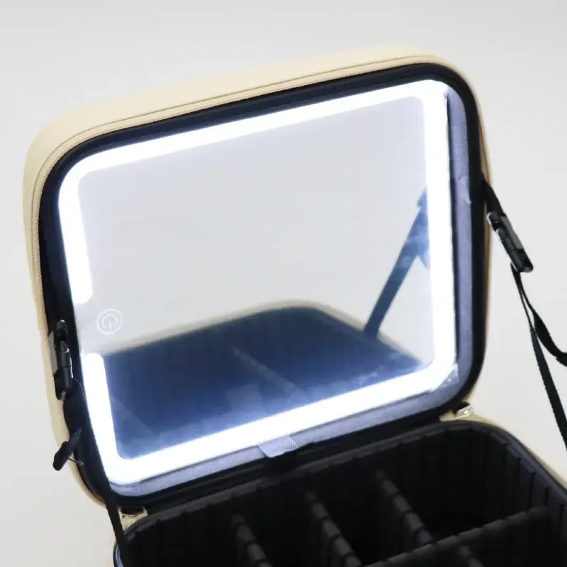 新発売!!スッキリ収納上手に。【SAFFRON】LEDミラー付きコスメボックス　HED-0932 画像 2