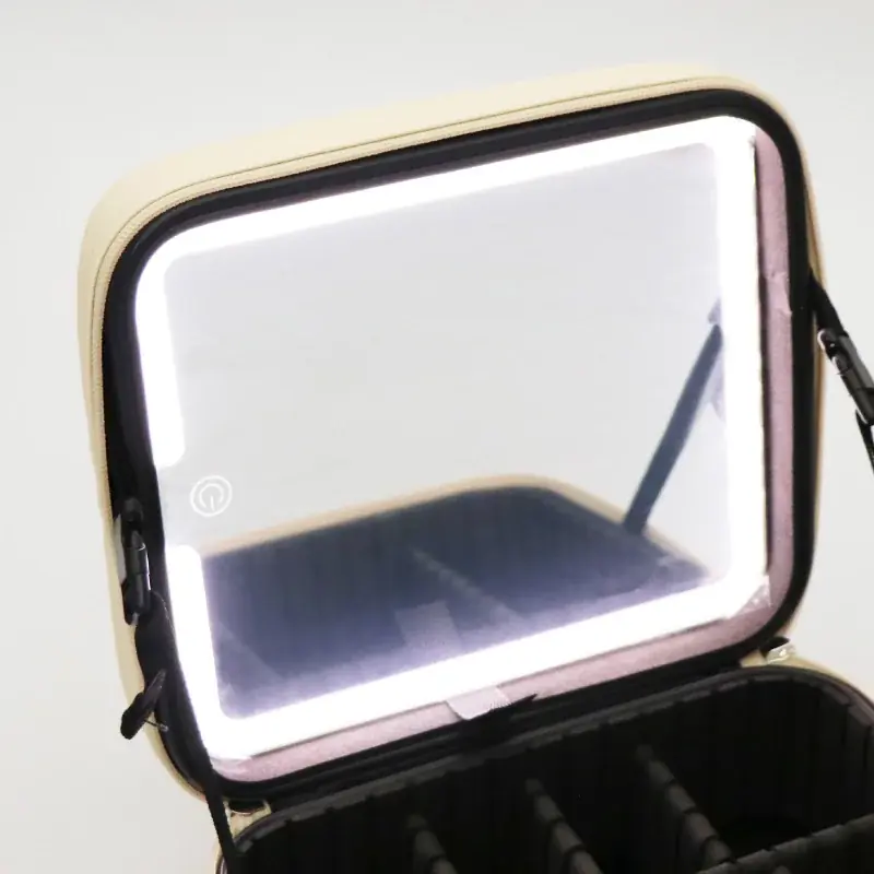 新発売!!スッキリ収納上手に。【SAFFRON】LEDミラー付きコスメボックス　HED-0932 画像 4