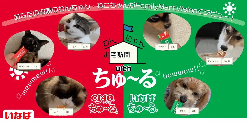 FamilyMartVision「わんにゃんお宅訪問withちゅ～る」募集期間を延長！ 画像 1