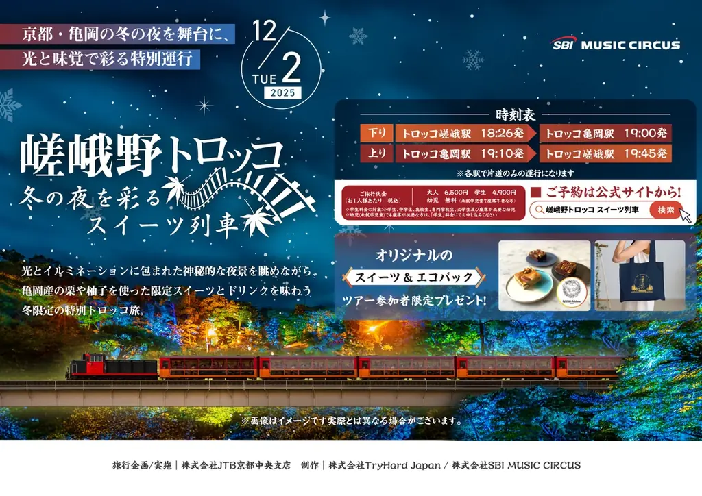 12/2開催｜嵯峨野トロッコの冬スイーツ列車とマーケット