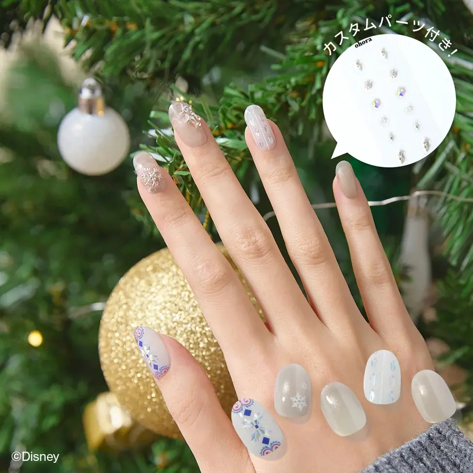 大人気『ohora』の「Disney collection」にエレガントな冬の新作が登場！ホリデーシーズンにぴったりな『アナと雪の女王』モチーフのネイルシール5種が2025年12月3日（水）発売 画像 6