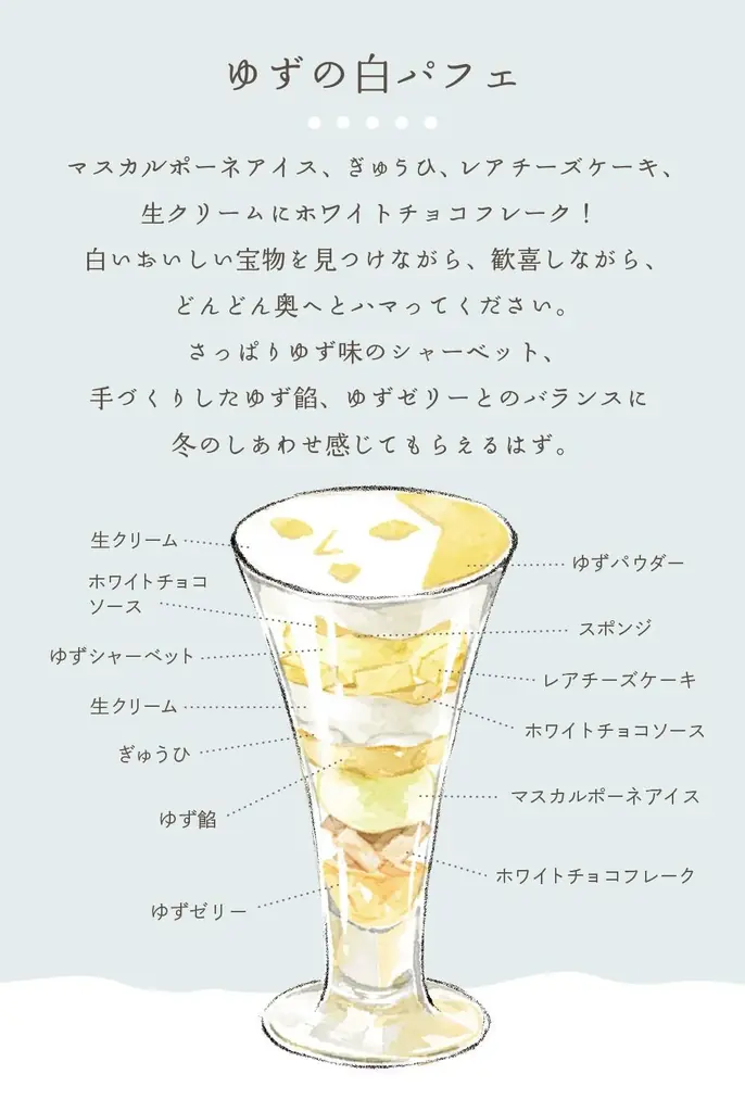 よーじやの大人気”顔パフェ”から冬限定「ゆずの白パフェ」が登場！からだも心もほっとあたたまるパスタ・ドリンクや、特別なキャンペーンも。 画像 6