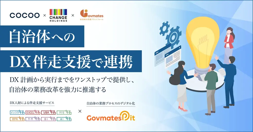 コクー、チェンジホールディングス、ガバメイツが自治体向けDX支援サービスで連携 画像 1