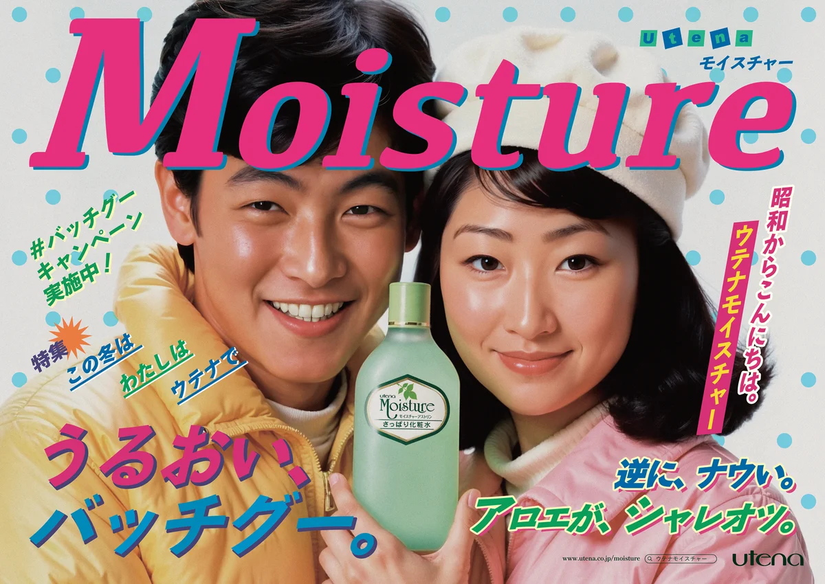 昭和生まれのスキンケア「ウテナ モイスチャー」が、昭和のアイドル雑誌風の広告を公開。 画像 1