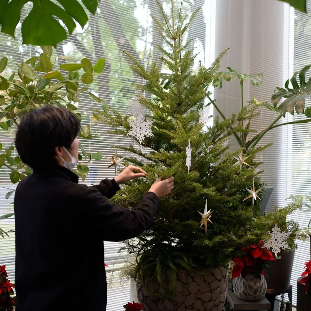 再エネ100％電力のサステナブルなクリスマスツリーも登場。日比谷花壇 日比谷公園本店で極上のバラとペーパーアートが織りなす「ローズ・ノエル」インスタレーションが12月1日から開催。 画像 12