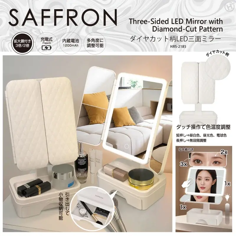 SAFFRON三面ミラー発売