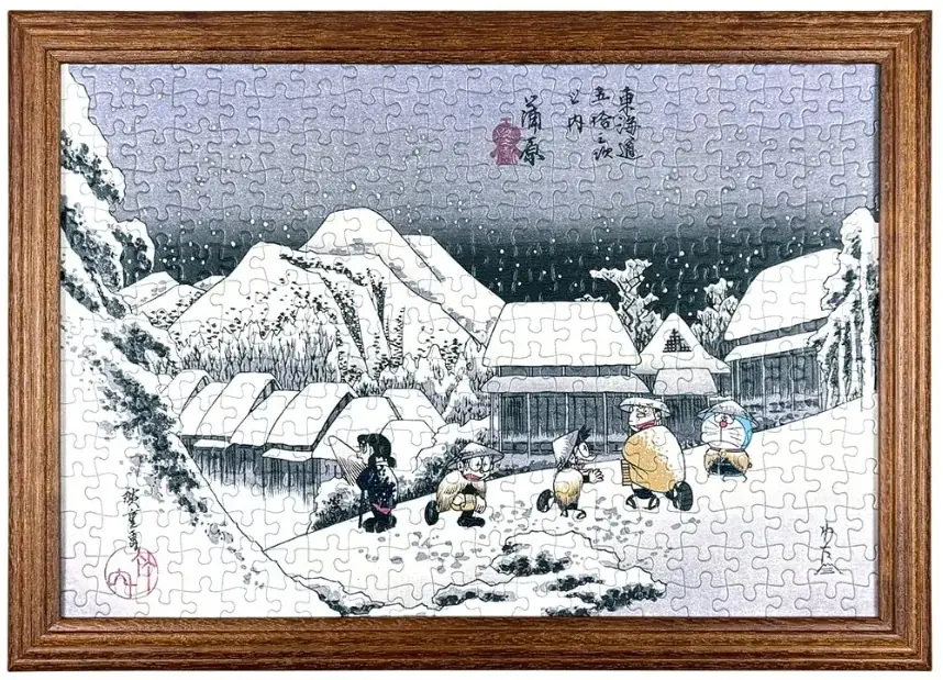 ドラえもん浮世絵の越前和紙パズルが12月5日より発売開始！北斎と広重の名作をモチーフにドラえもんたちを描いた2作品のジグソーパズルは浮世絵木版画のような風合の贅沢な逸品 画像 5