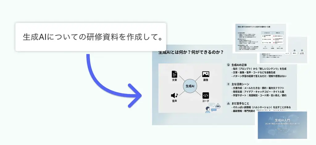 新サービス「RAGスライド生成」をリリース。社内データを数分で高精度まとめ、プレゼン化。法人向けAI「ChatSense」がβ版を公開 画像 2