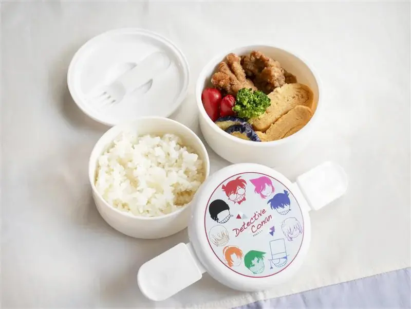 アイコン風デザインのコナンのキャラクターたちが大集合！名探偵コナン 丸型ランチボックス２段 画像 2