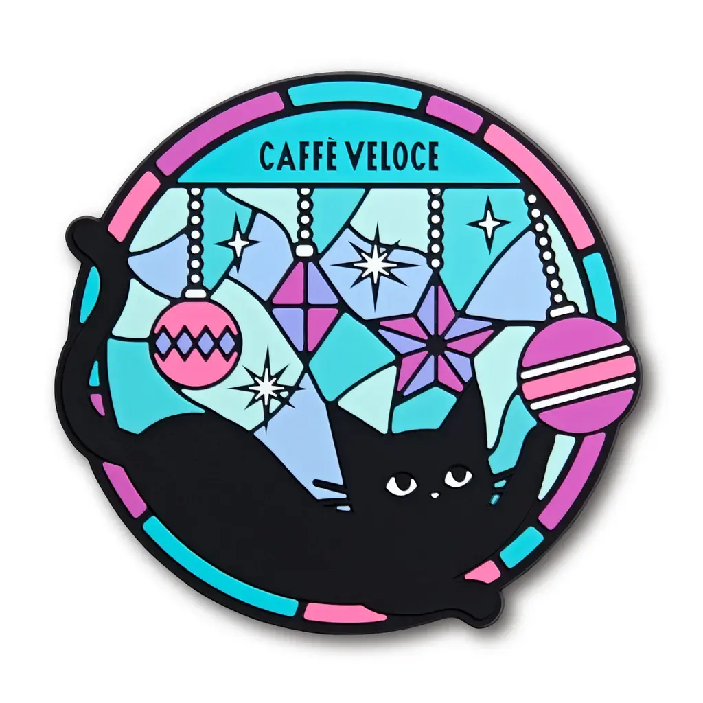 ステンドグラスに着想を得た、冬の暮らしを鮮やかに彩る黒ねこラバーコースターや“一人旅”がテーマの額縁マグネットがもらえる！『カフェ・ベローチェ』、12月18日より「黒ねこ冬の満喫キャンペーン」を開催 画像 3