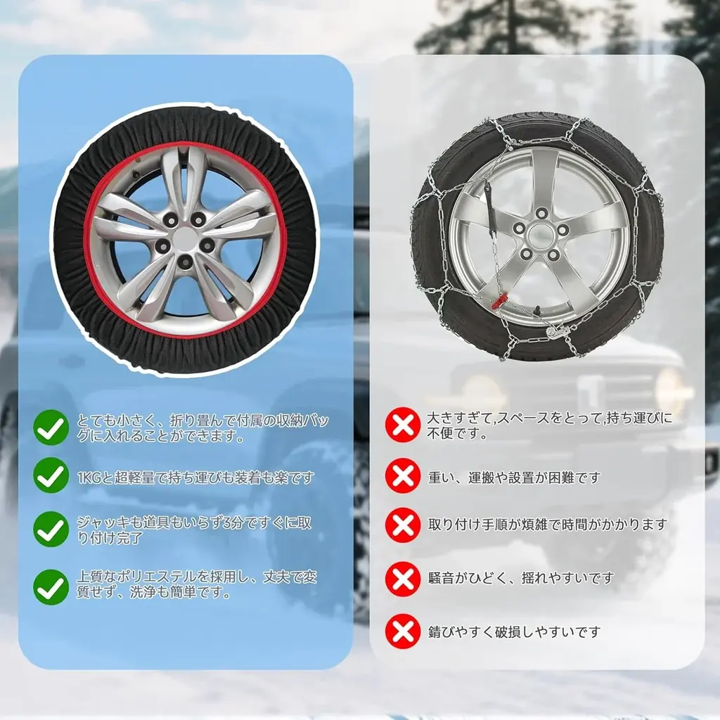 Amazon タイムセール – 冬のドライブ必須アイテム！布製タイヤチェーンが驚愕の超低価格に。この1日だけのチャンスを、今すぐお見逃しなく！ 画像 5
