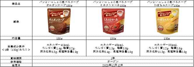 レトルト食品とパンの需要増に対応「パンといっしょに食べるスープ」シリーズを新発売！食事の副菜やメインとしてちょうどいい3種類の味を展開 画像 2